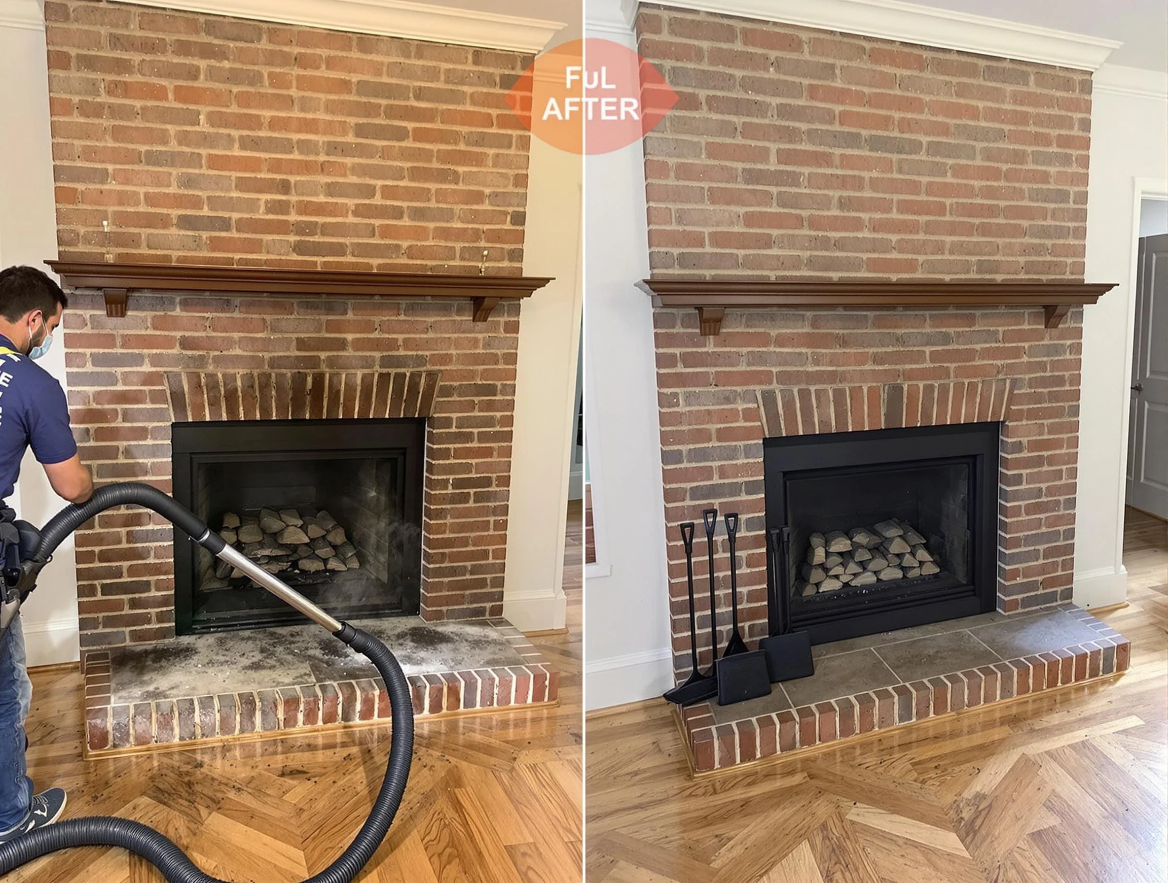 Natick Chimney Sweep carefully sanitizing a fireplace in Natick, MA