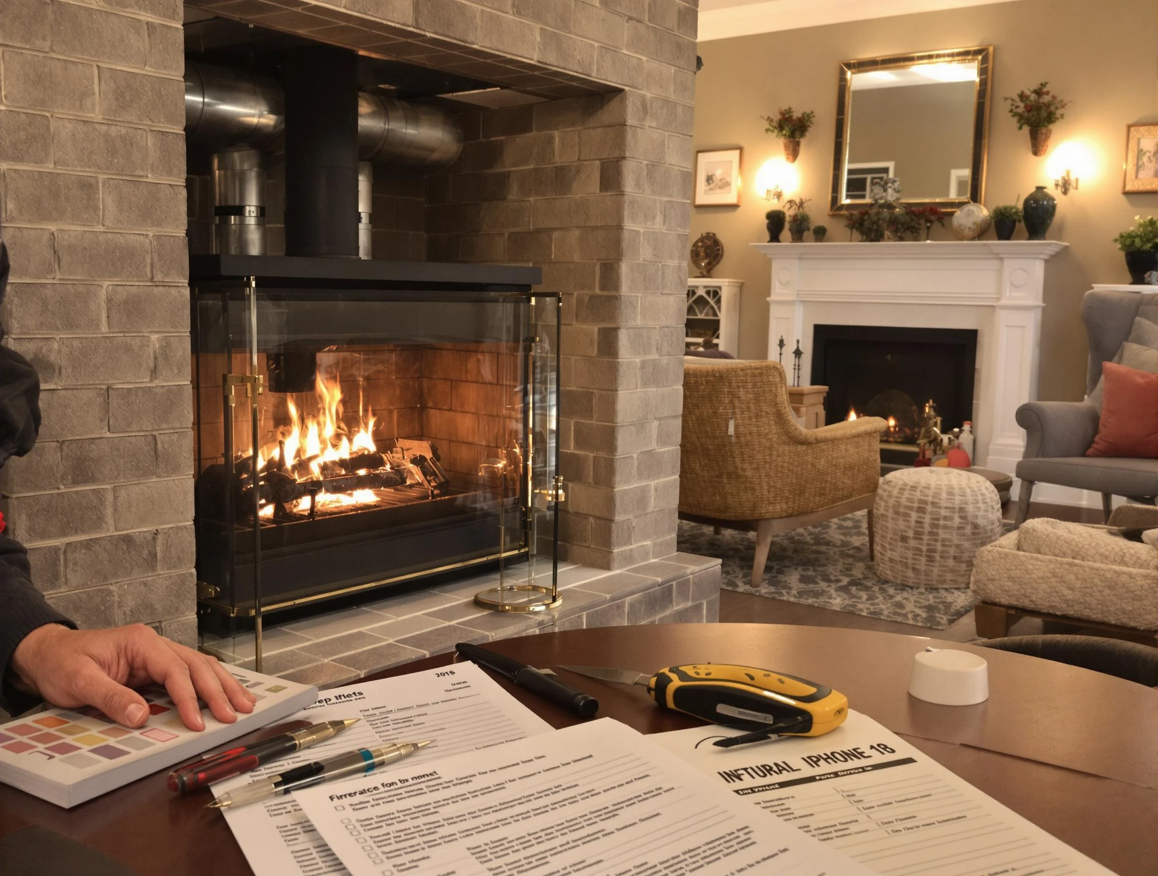 Natick Chimney Sweep verifying fireplace safety measures in Natick, MA