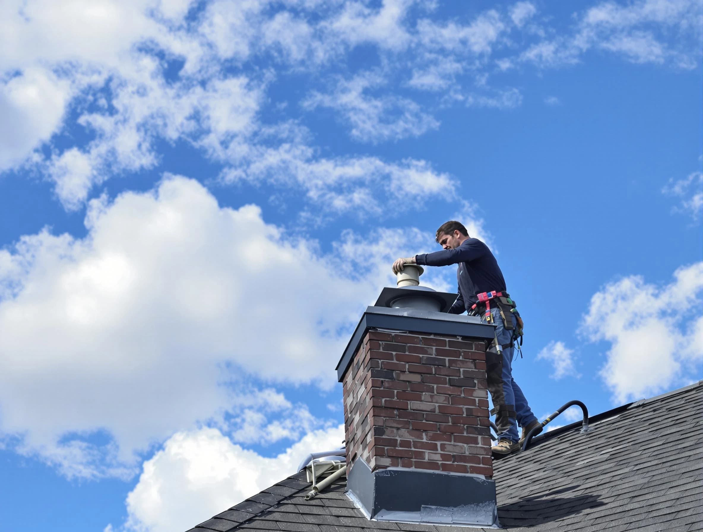 Natick Chimney Sweep installing a sturdy chimney cap in Natick, MA