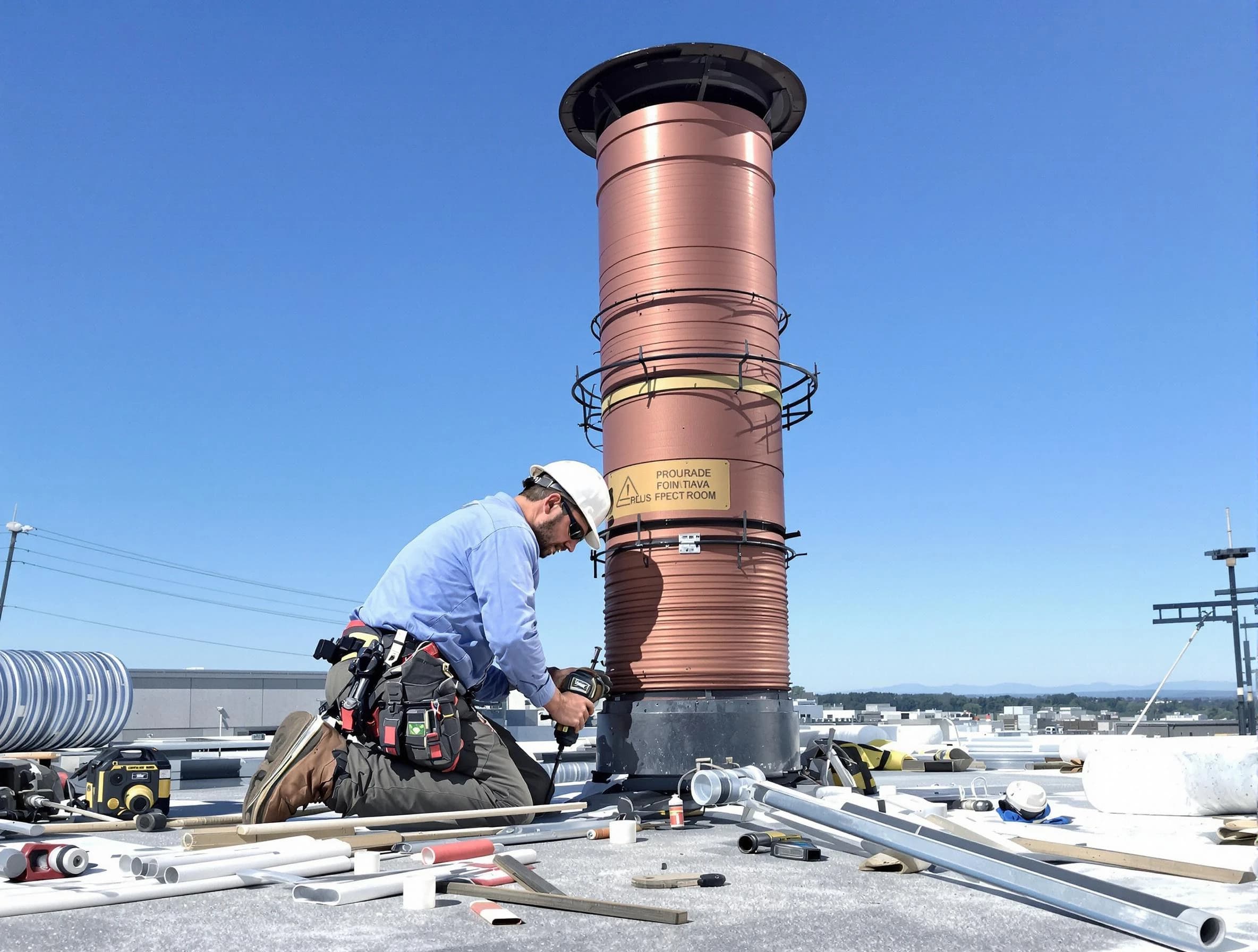 Installed chimney liner by Natick Chimney Sweep in Natick, MA