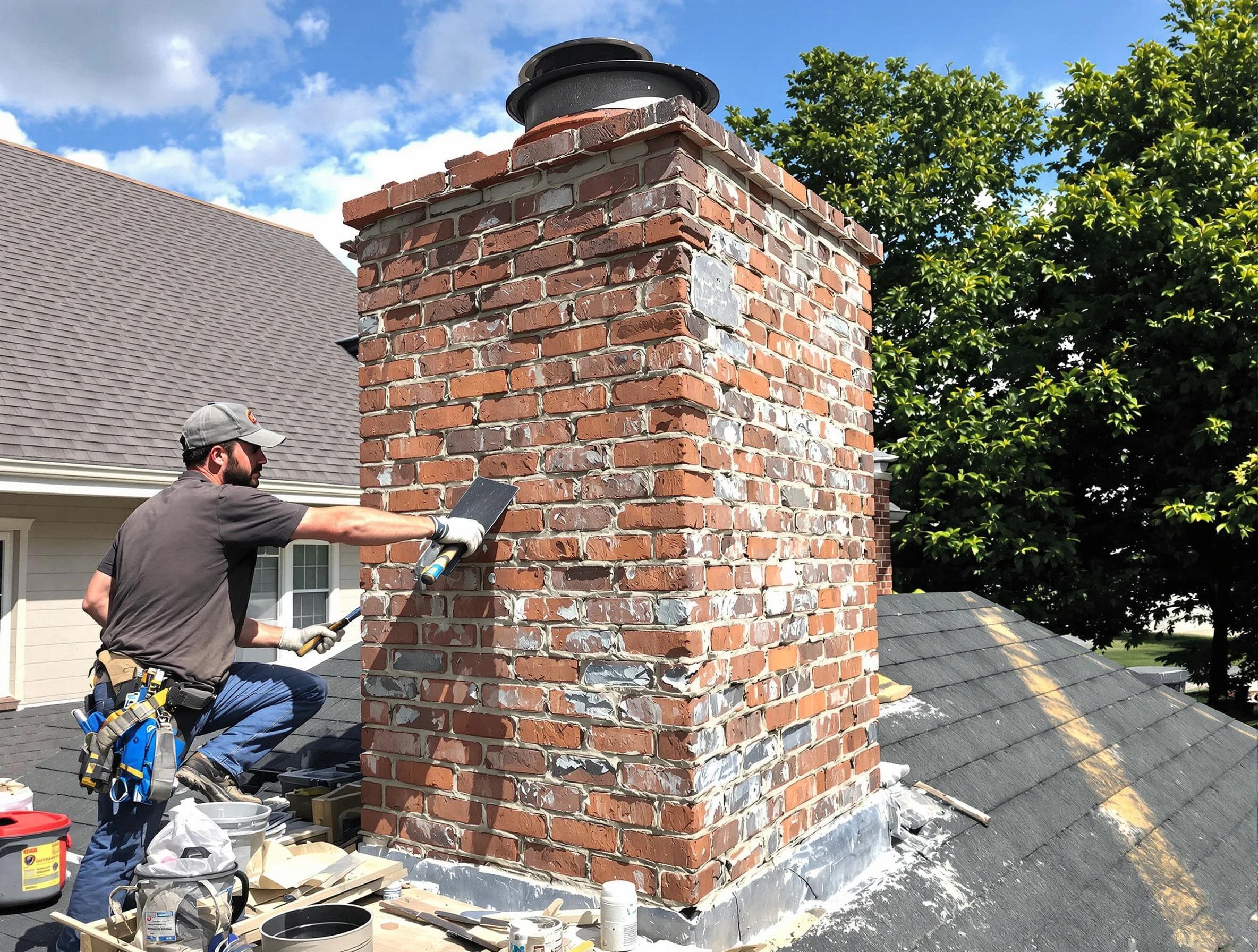Completed chimney rebuild by Natick Chimney Sweep in Natick, MA