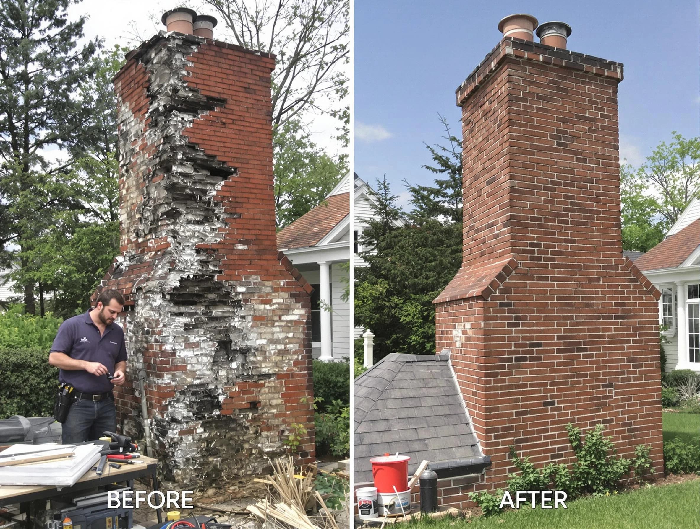 Natick Chimney Sweep performing a full chimney restoration in Natick, MA