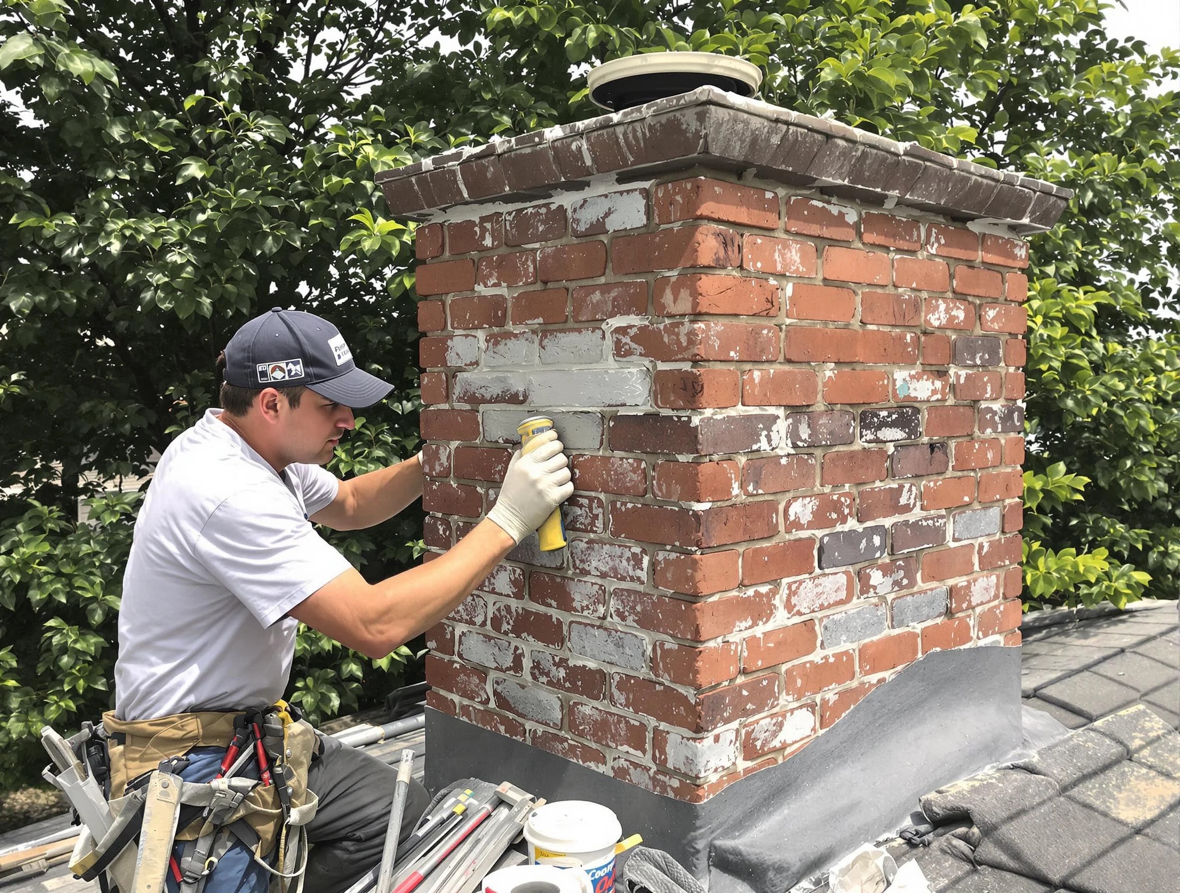 Natick Chimney Sweep restoring an aging chimney in Natick, MA
