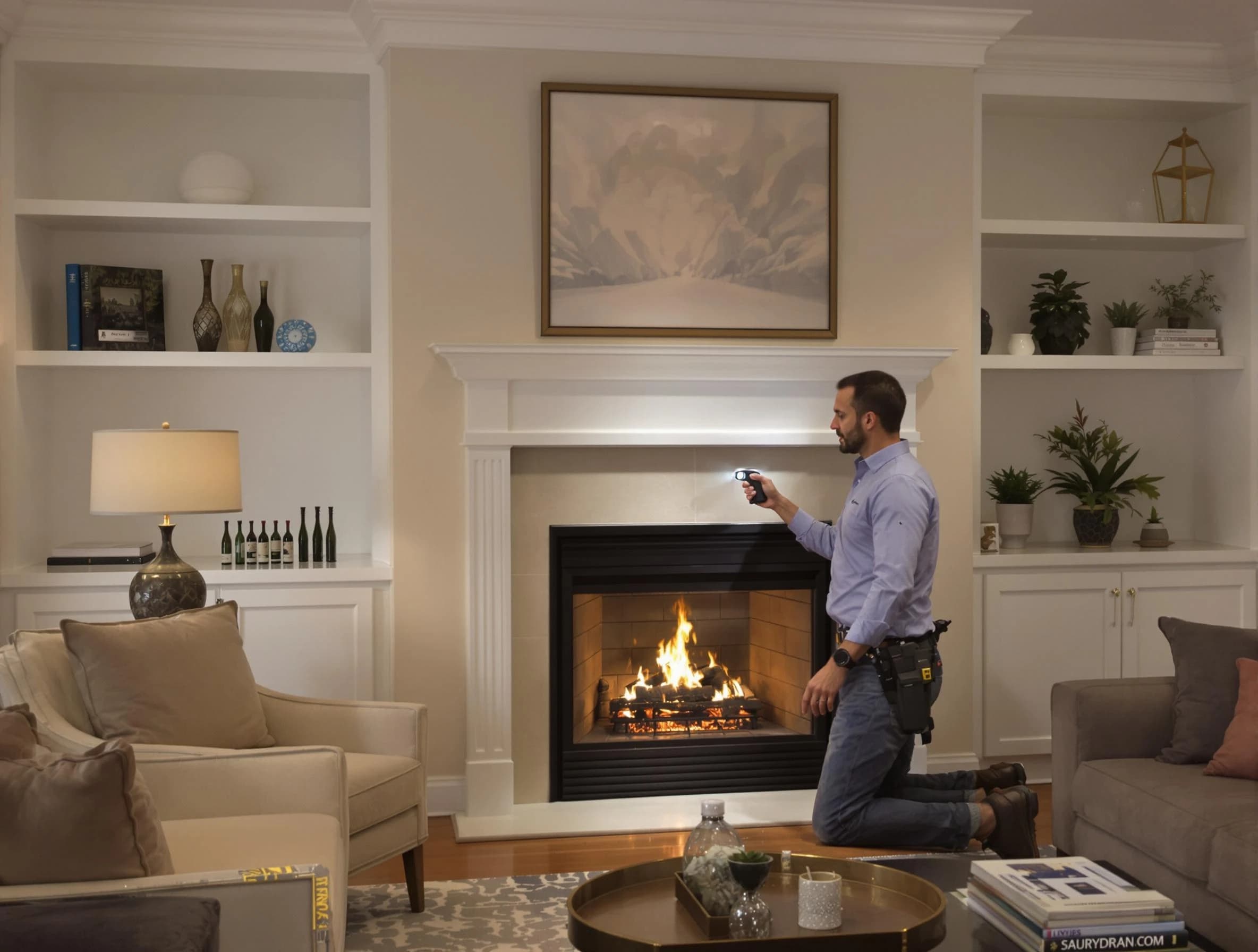 Natick Chimney Sweep conducting a fireplace safety inspection in Natick, MA