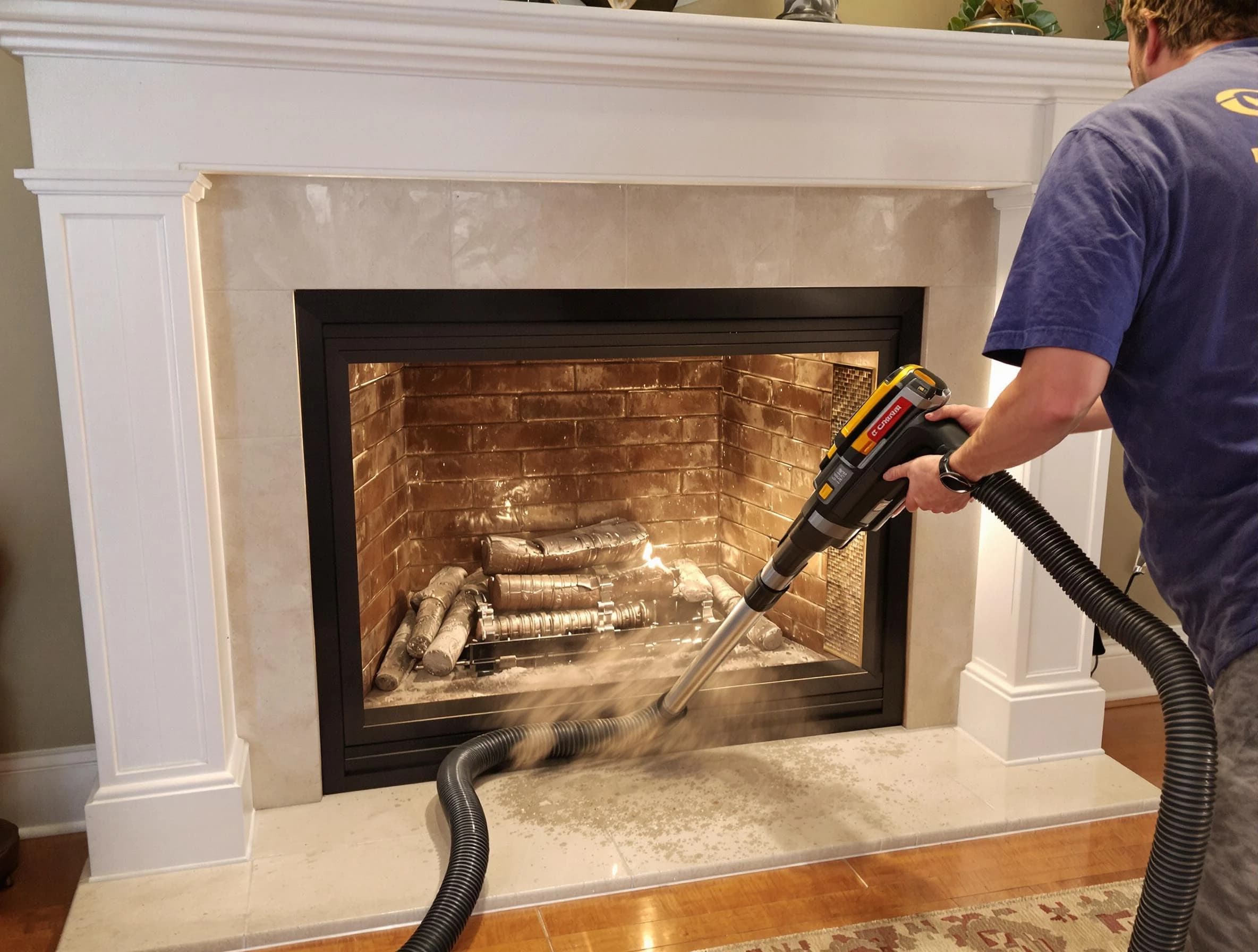 Fireplace cleaning performed by Natick Chimney Sweep in Natick, MA